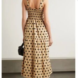 [$299] NWT Faithfull the Brand Tan and Black Polka Dot Maxi Dress. Size 6